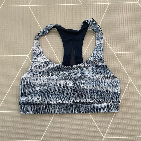 Lululemon Invigorate Bra Size 4 Mesh Scape True Navy - Picture 3 of 8